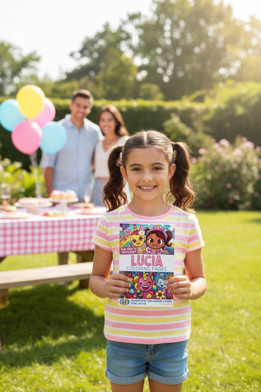 Lucia coloring book in use