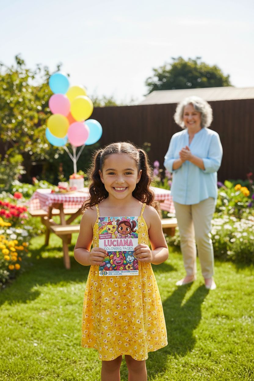 Luciana coloring book in use