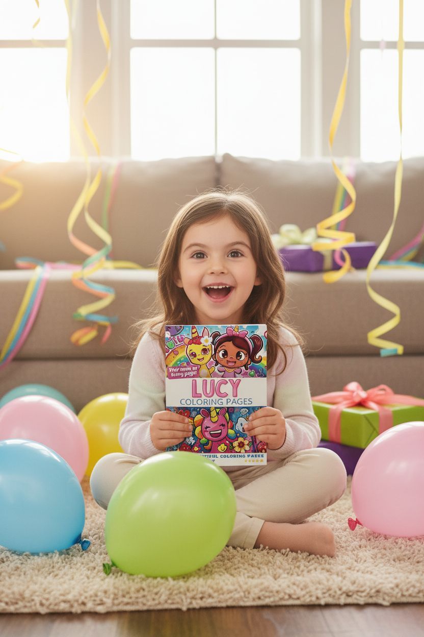 Lucy coloring book in use