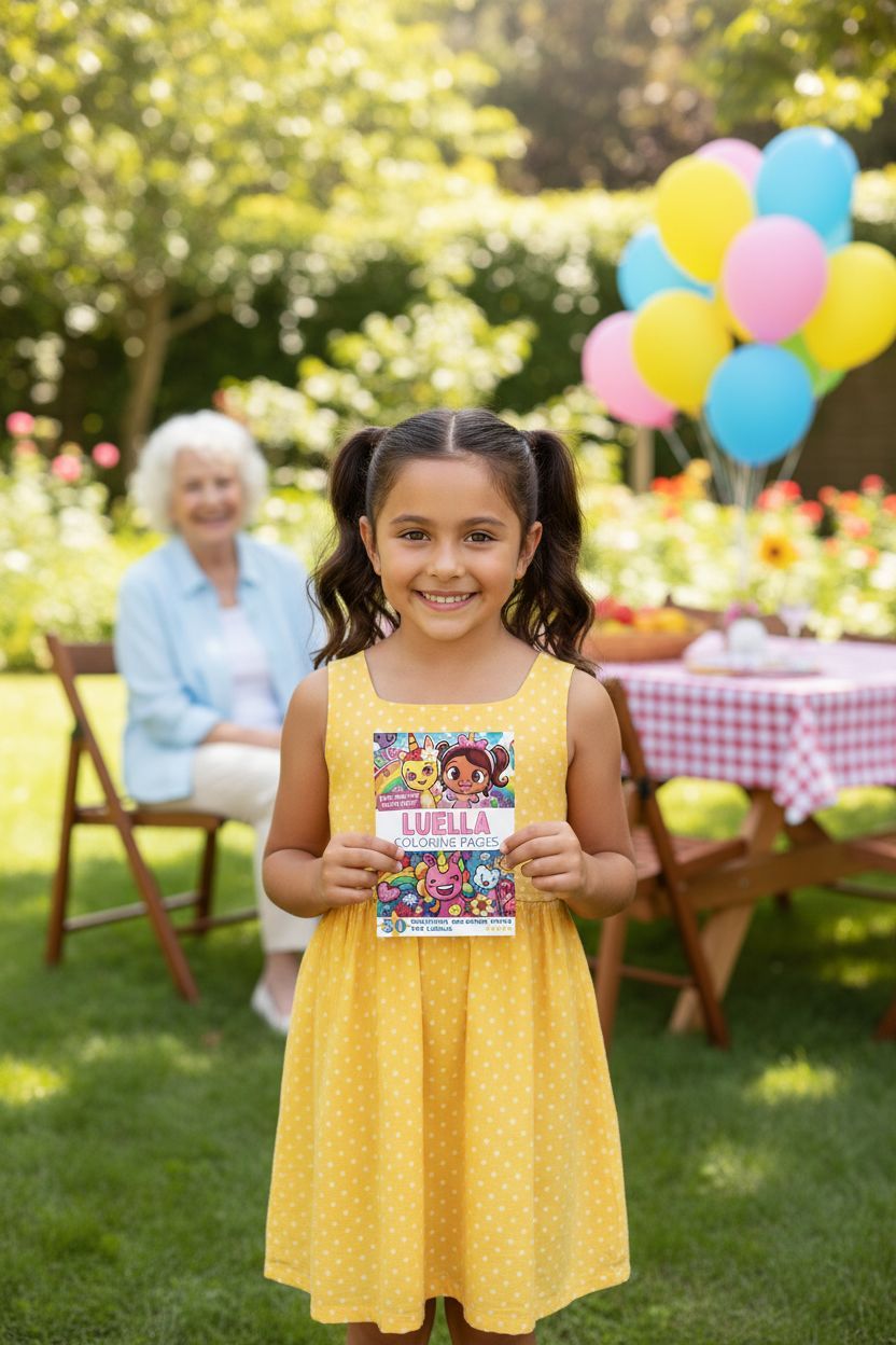 Luella coloring book in use