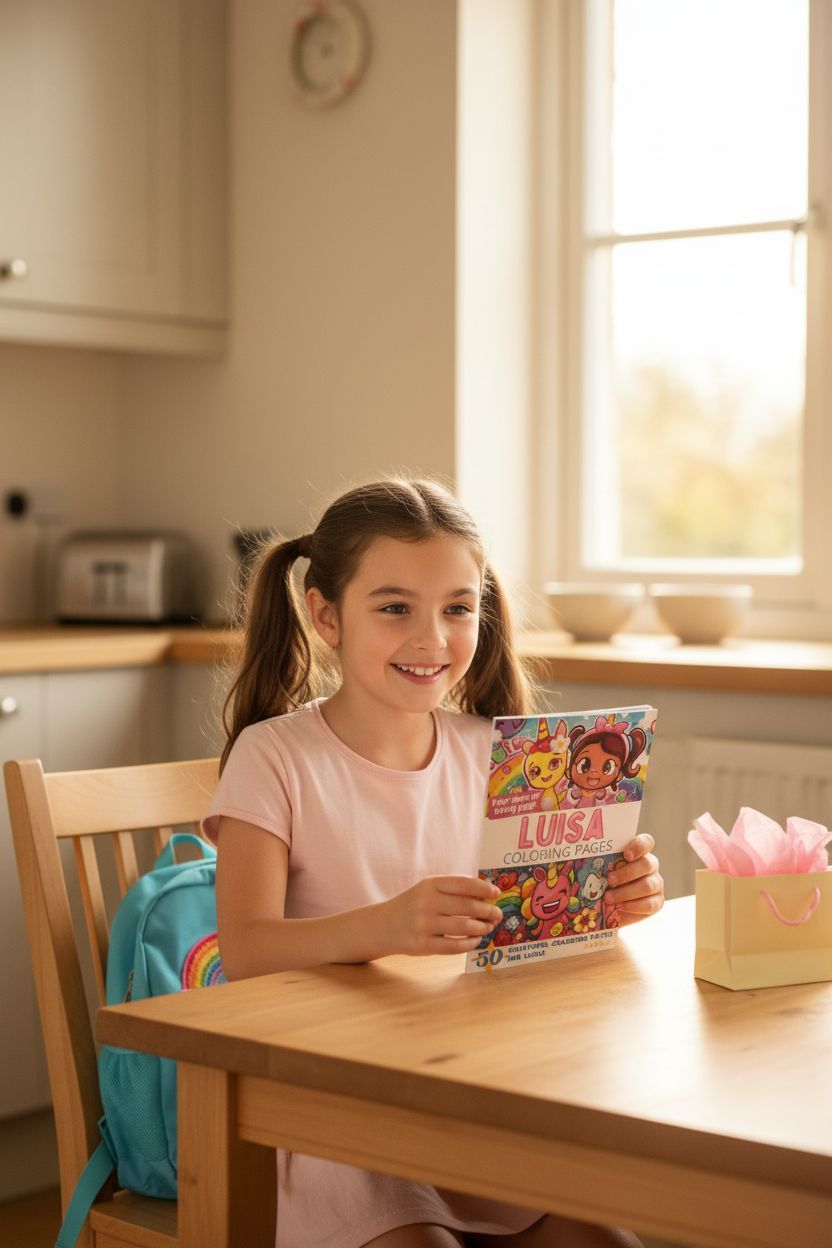 Luisa coloring book in use