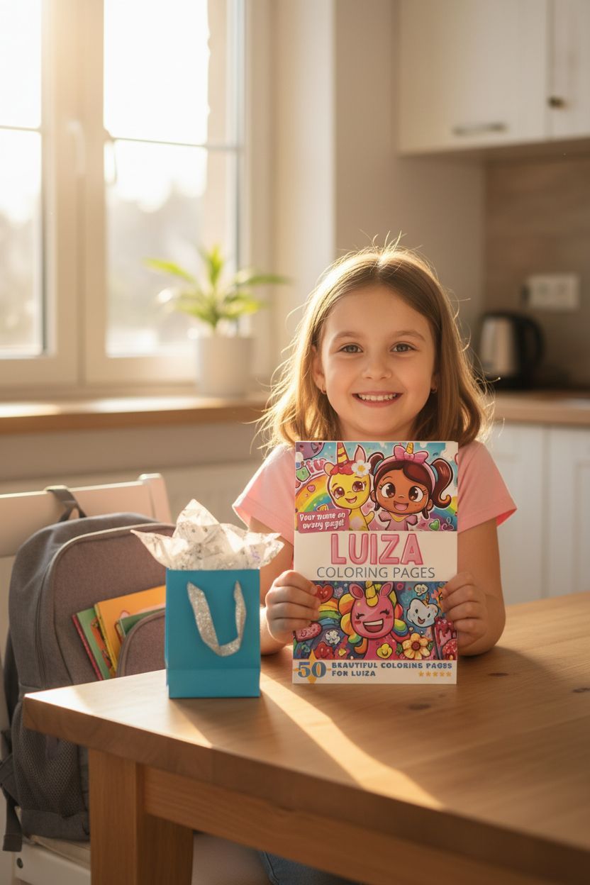 Luiza coloring book in use