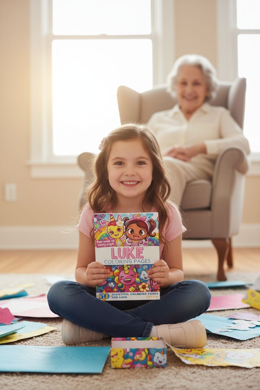 Luke coloring book in use