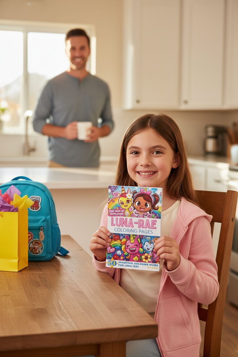 Luna-Rae coloring book in use