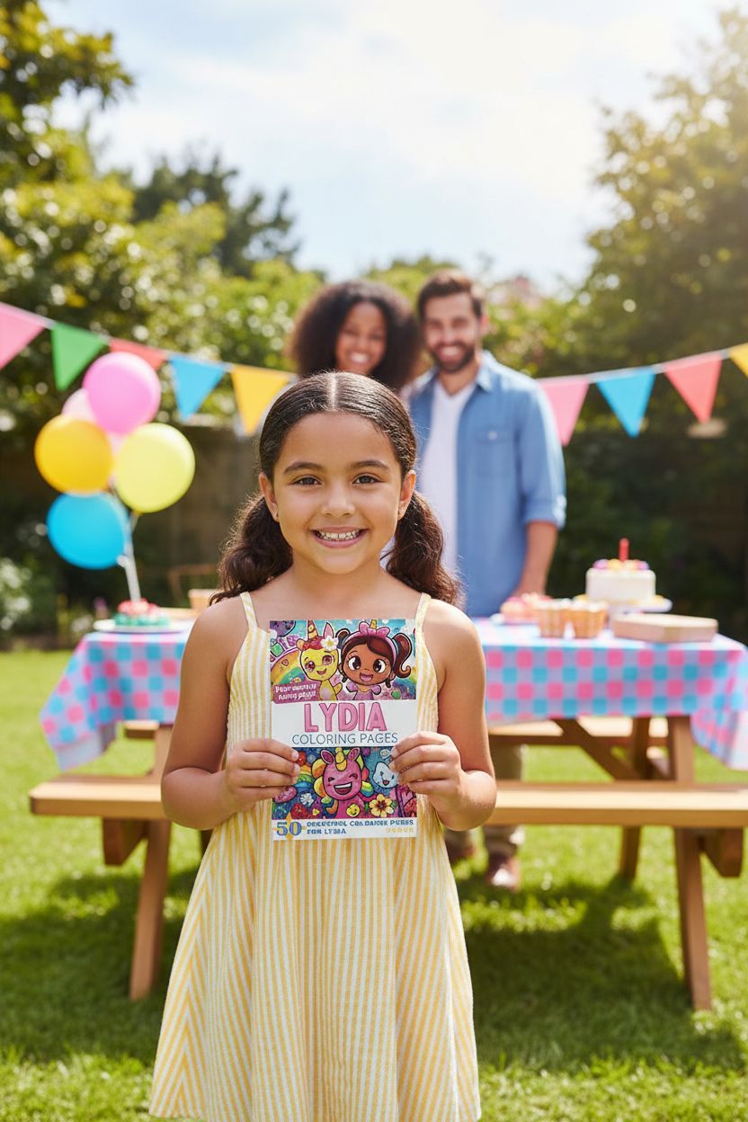 Lydia coloring book in use