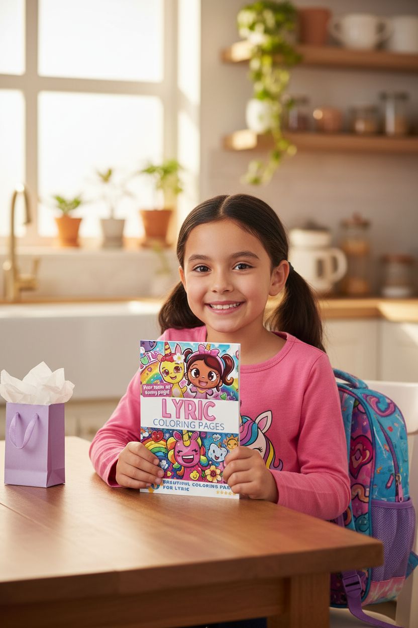 Lyric coloring book in use