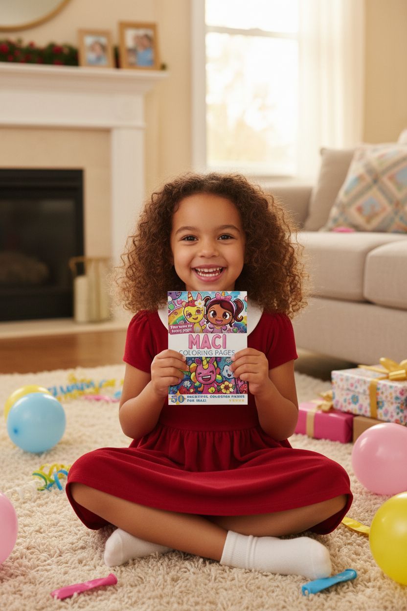 Maci coloring book in use