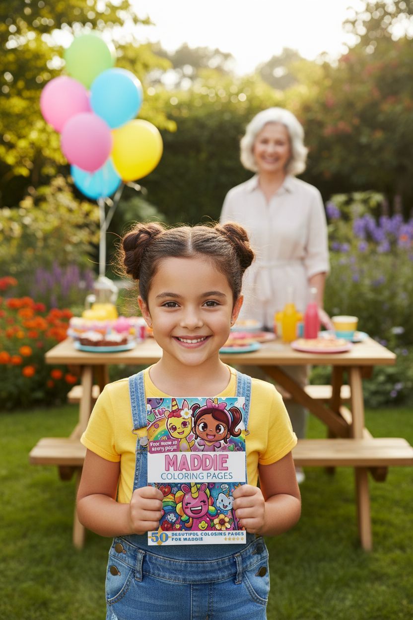 Maddie coloring book in use