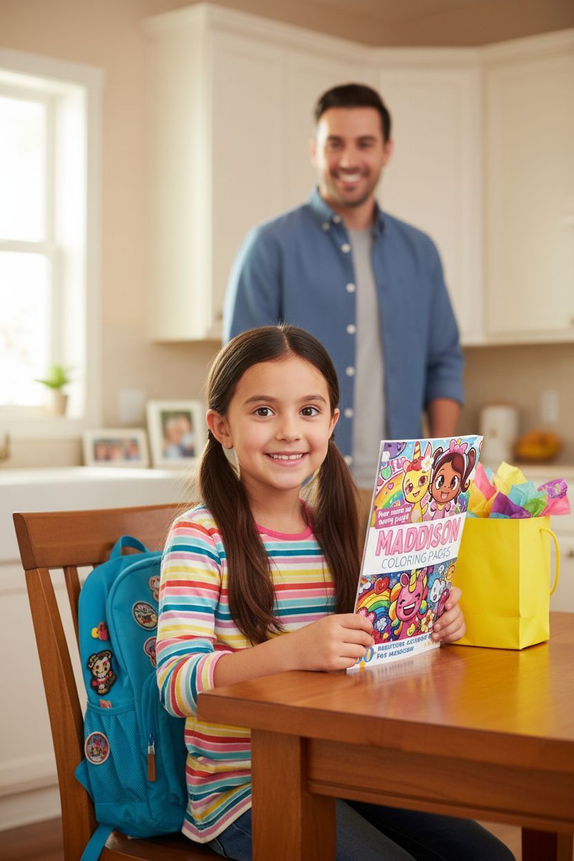 Maddison coloring book in use