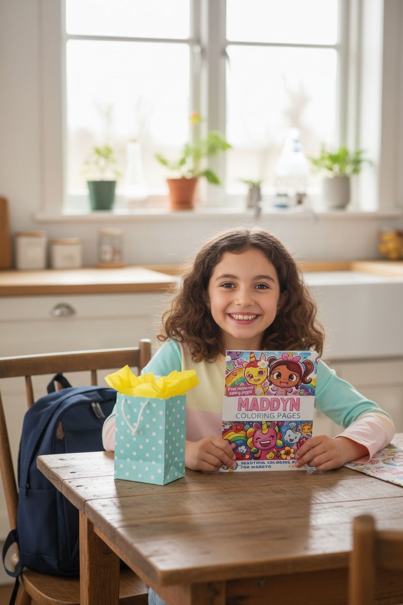 Maddyn coloring book in use