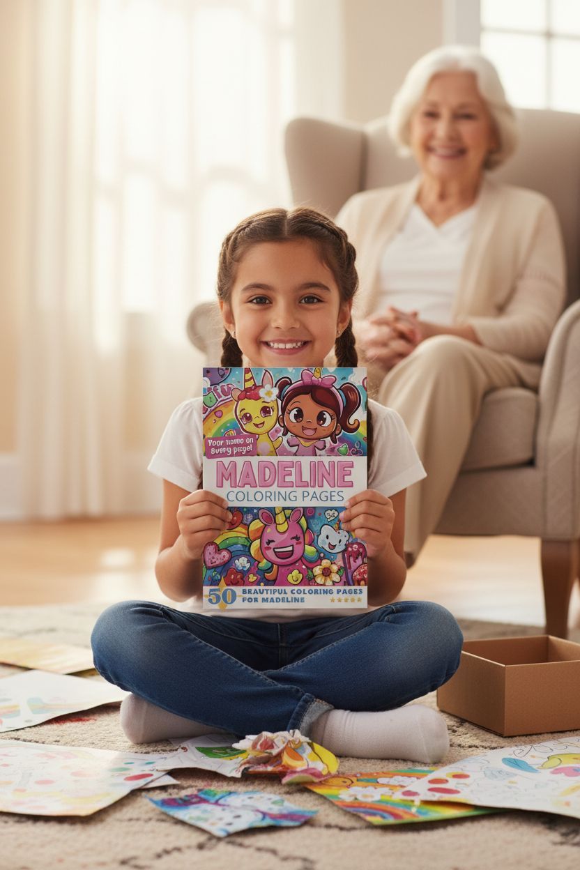 Madeline coloring book in use