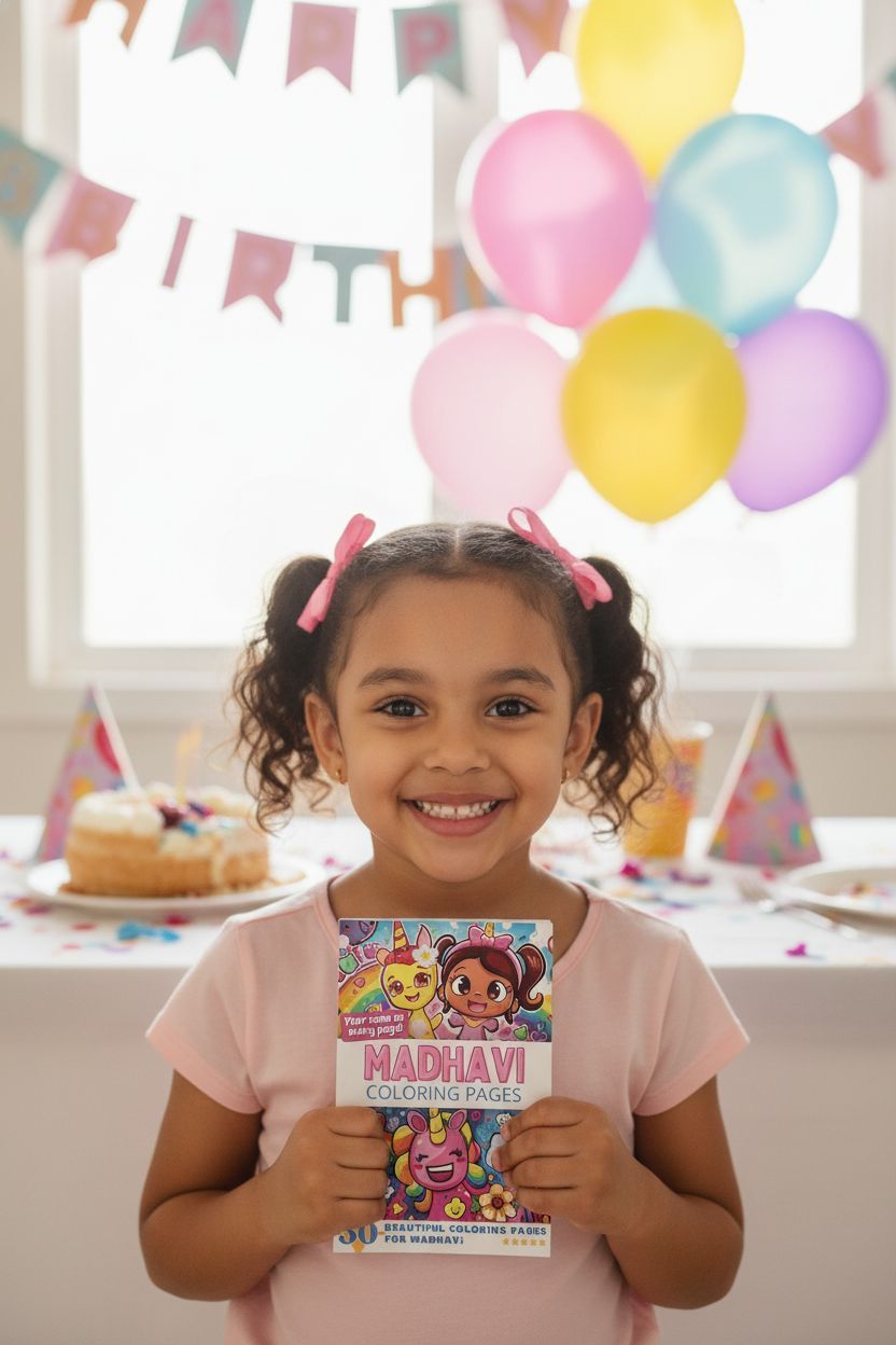 Madhavi coloring book in use