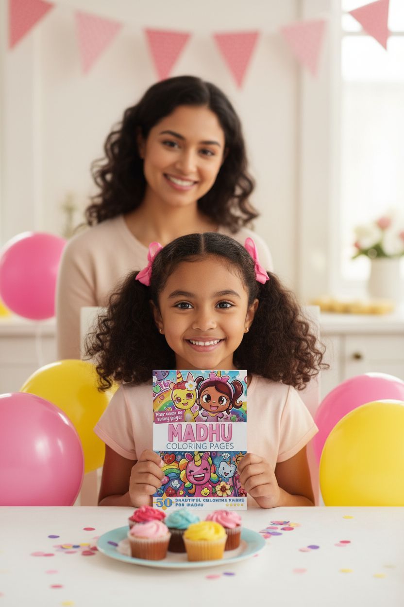 Madhu coloring book in use