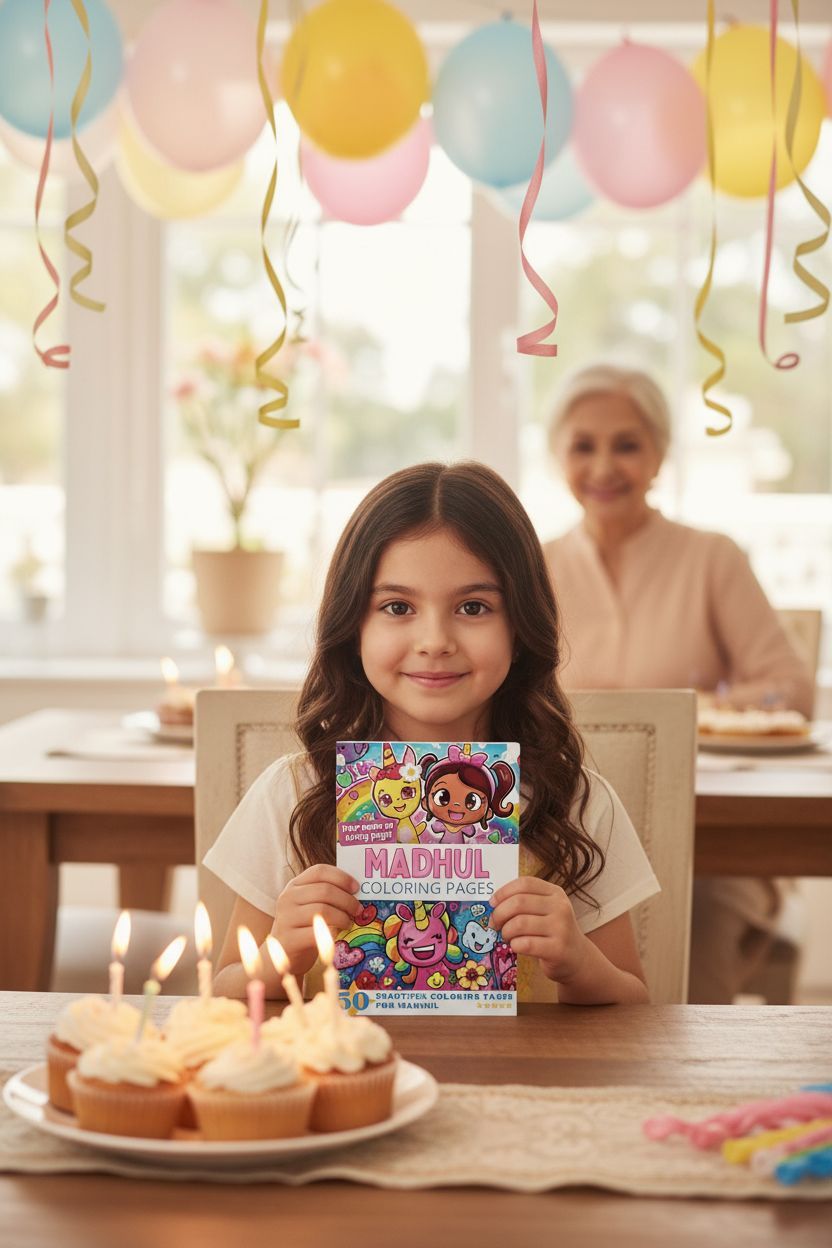 Madhul coloring book in use