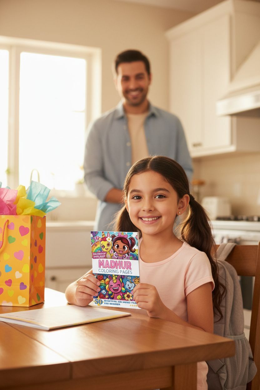 Madhur coloring book in use