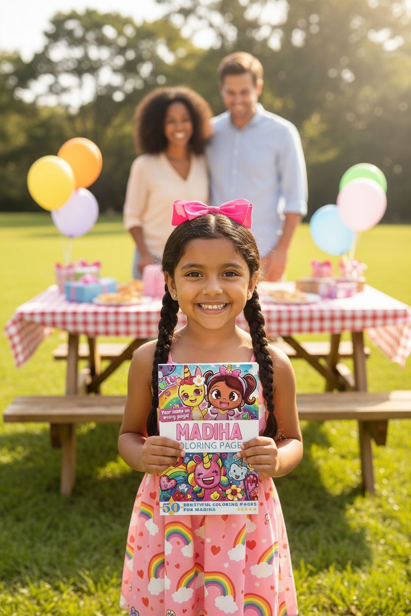 Madiha coloring book in use