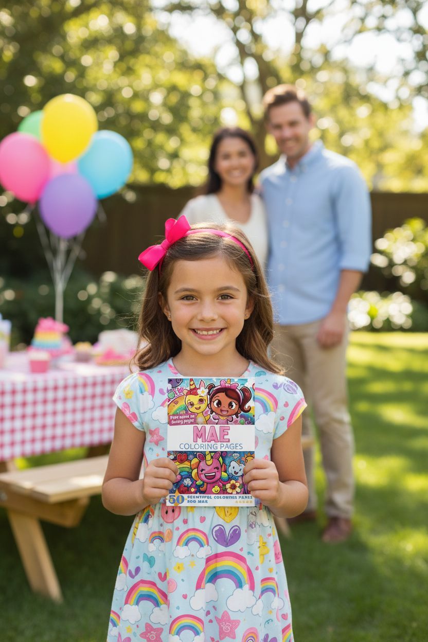 Mae coloring book in use