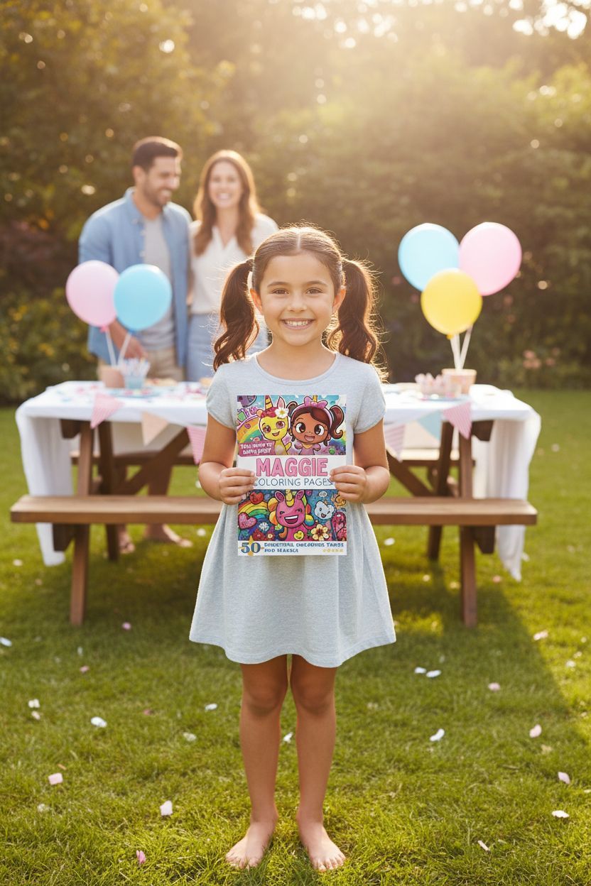Maggie coloring book in use