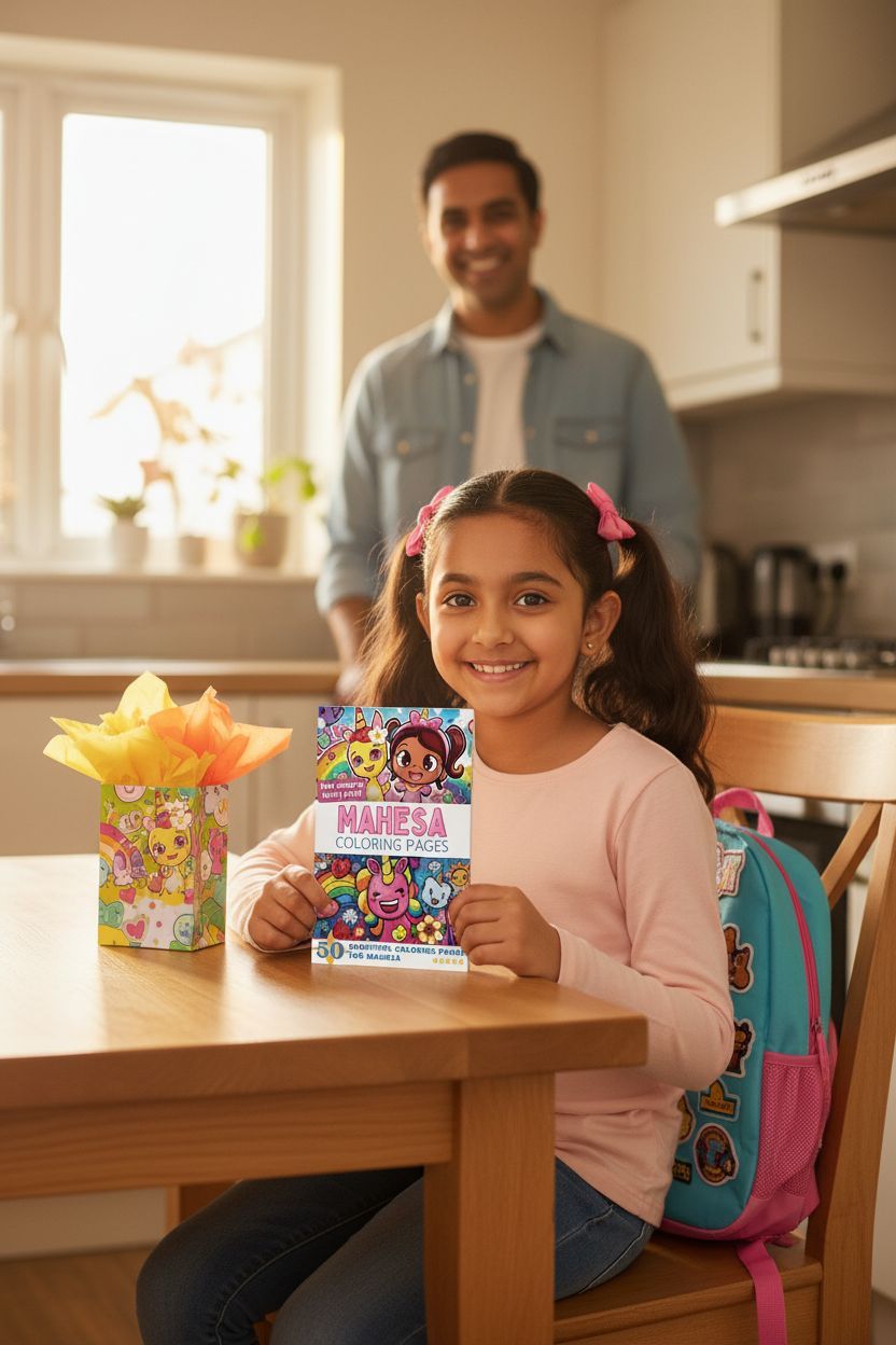 Mahesa coloring book in use