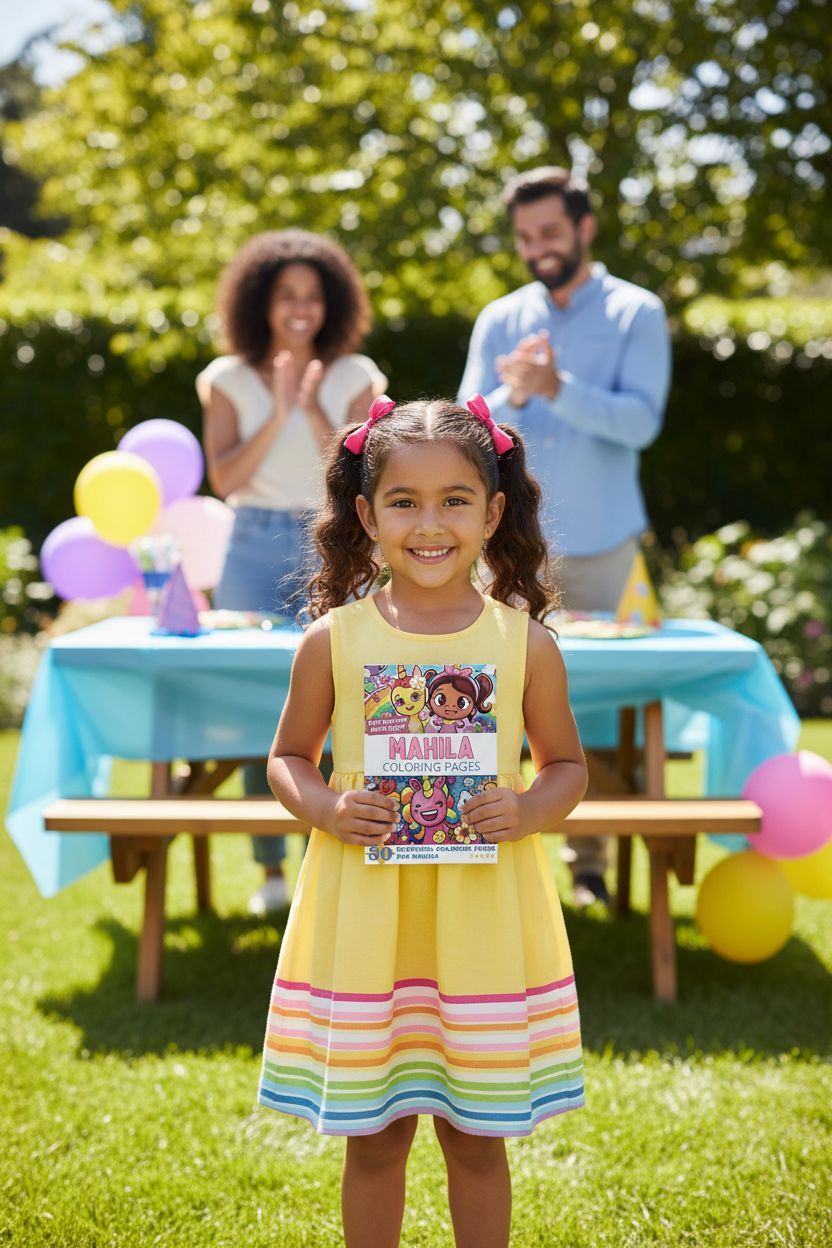 Mahila coloring book in use