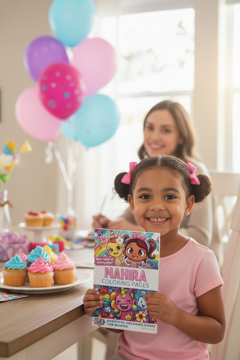 Mahira coloring book in use