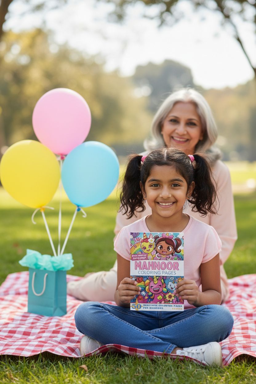 Mahnoor coloring book in use
