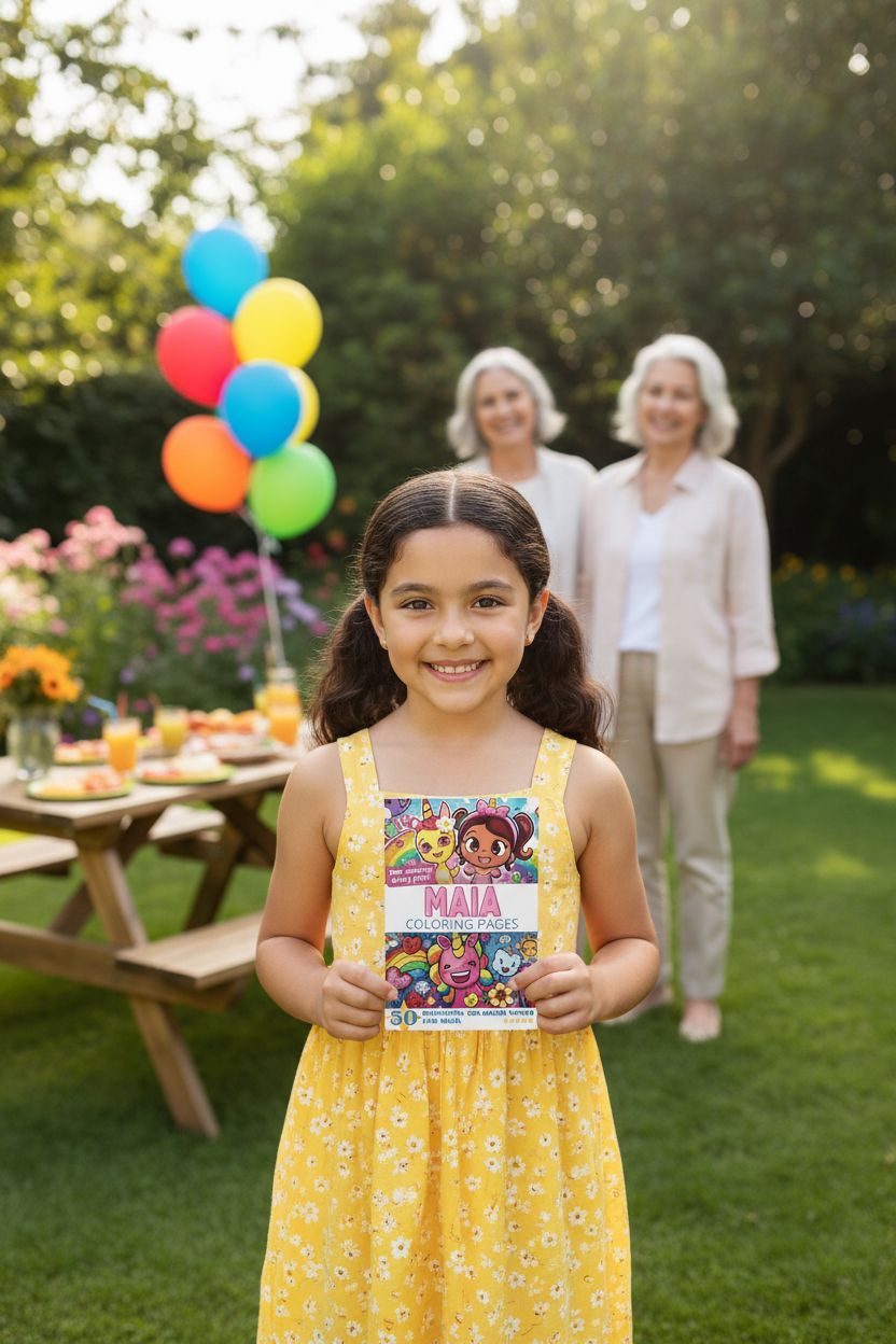 Maia coloring book in use