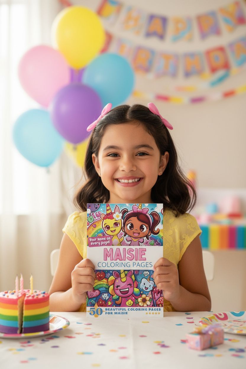 Maisie coloring book in use