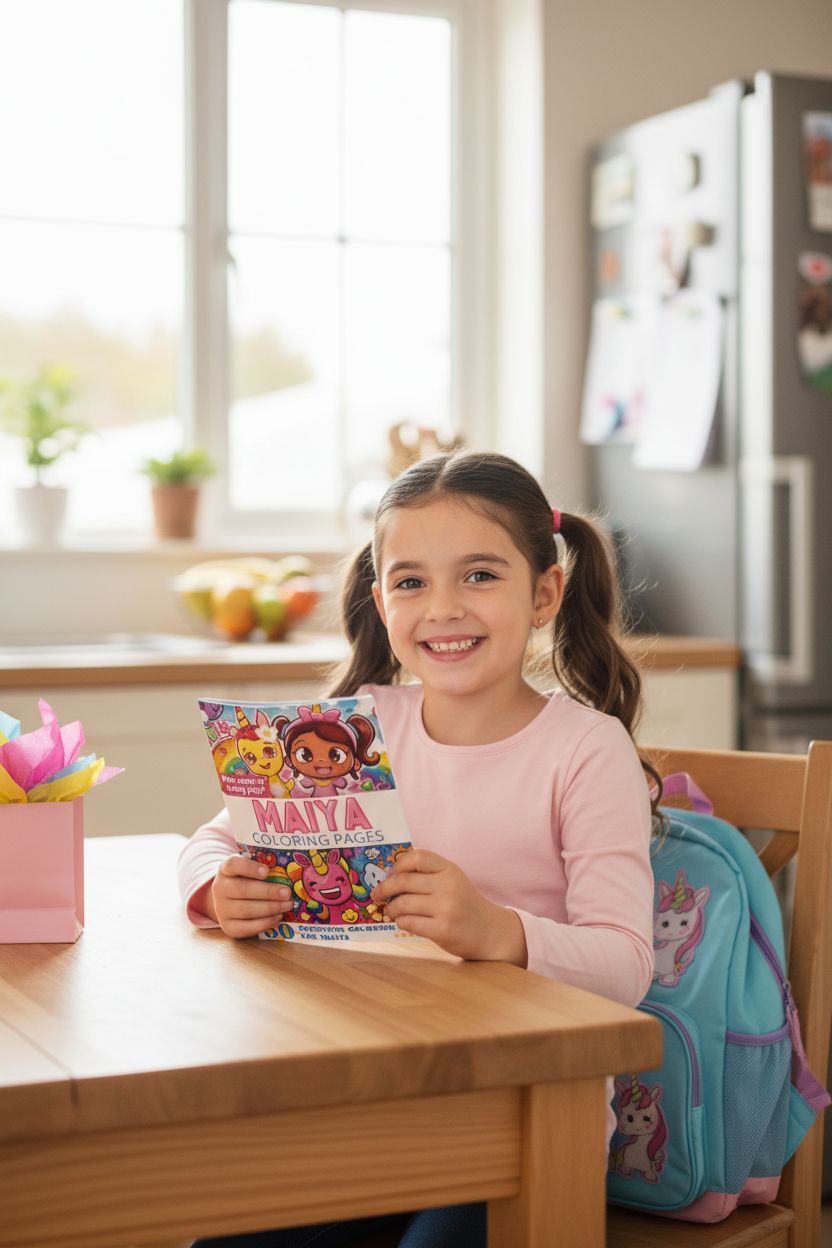 Maiya coloring book in use