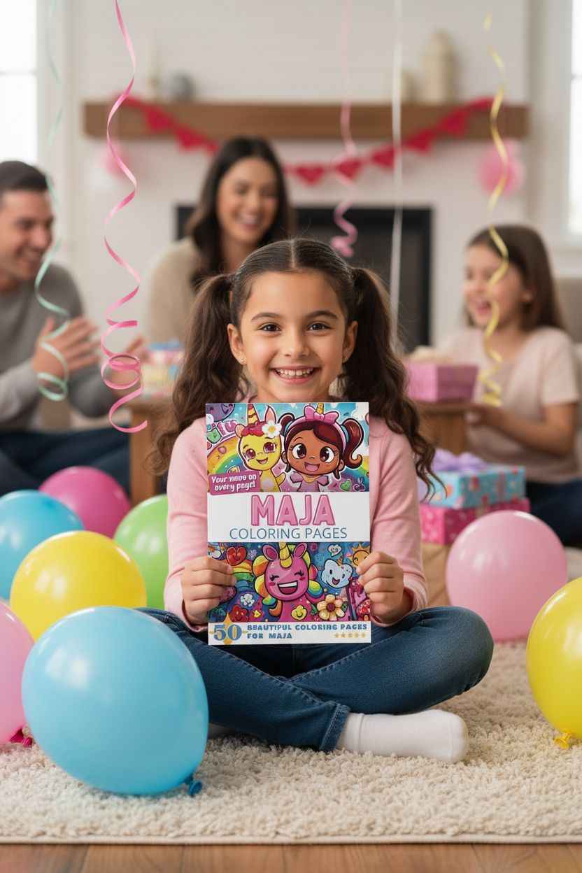 Maja coloring book in use