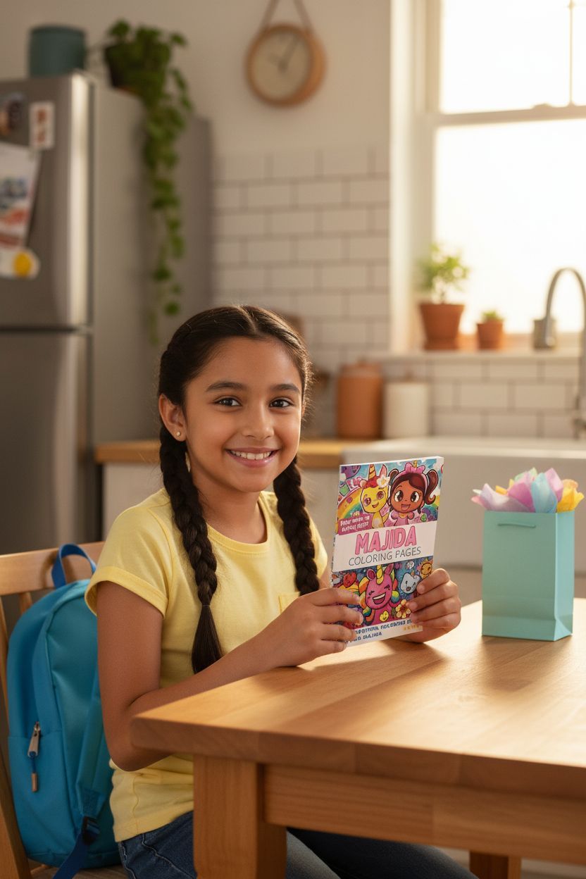 Majida coloring book in use