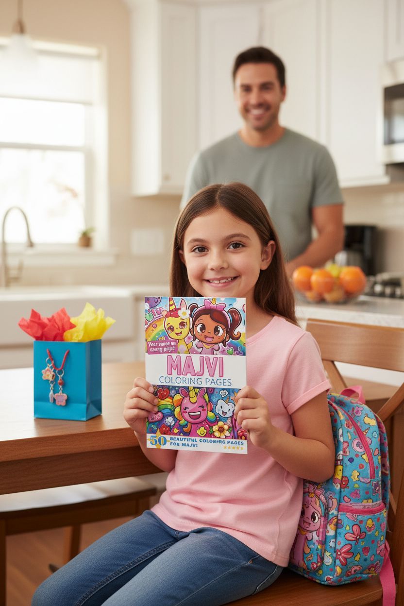 Majvi coloring book in use