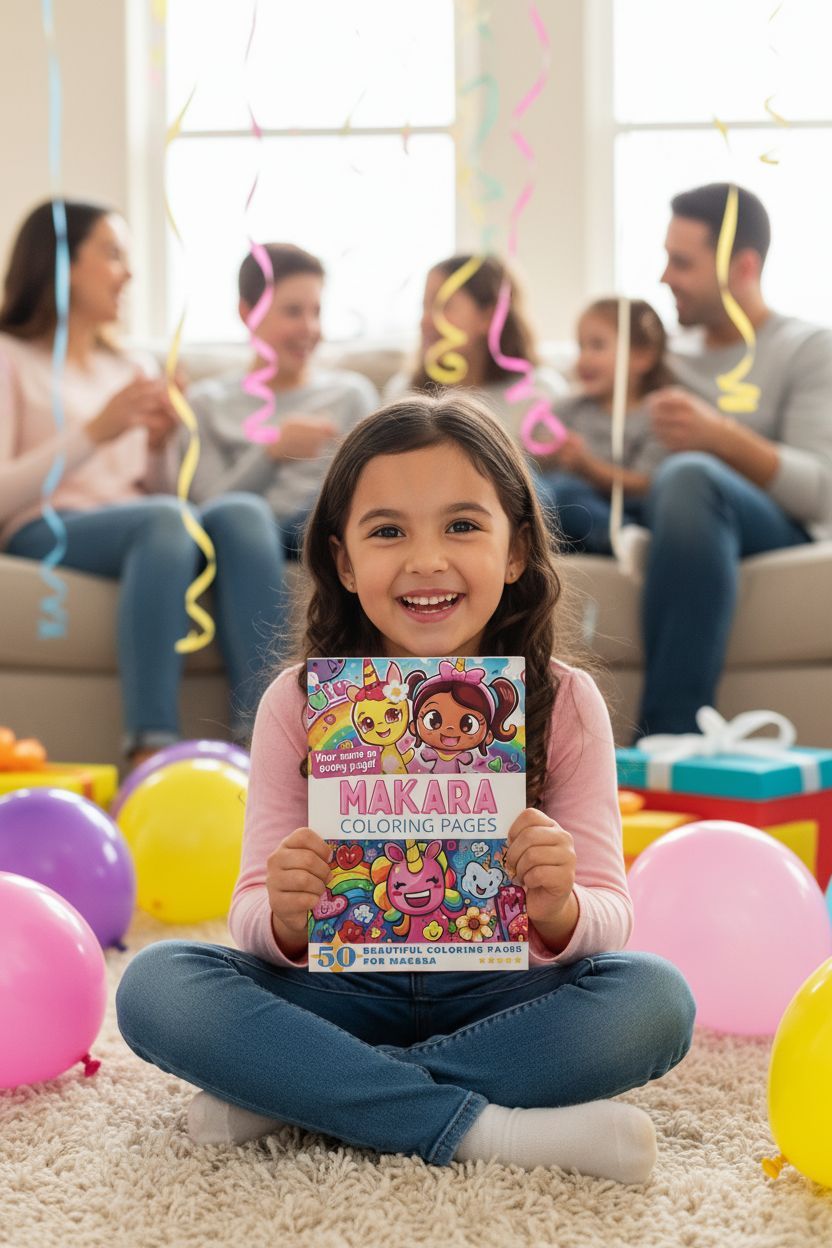 Makara coloring book in use