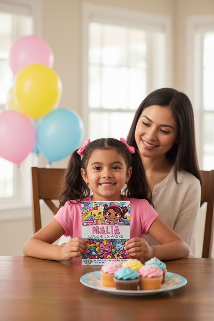 Malia coloring book in use