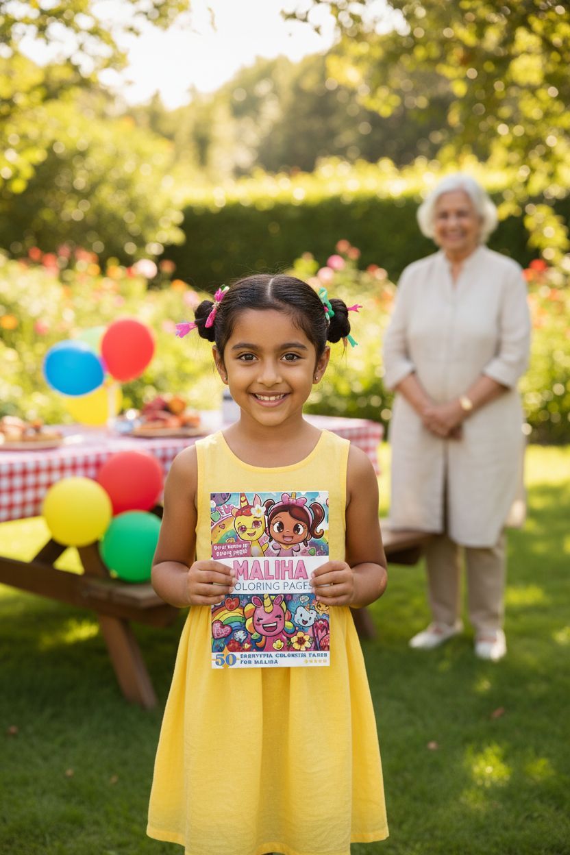 Maliha coloring book in use