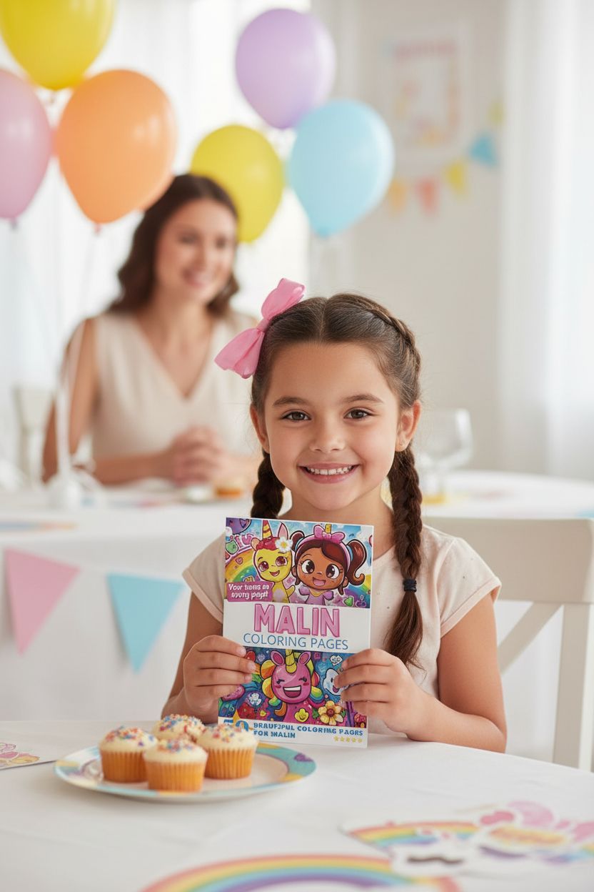 Malin coloring book in use