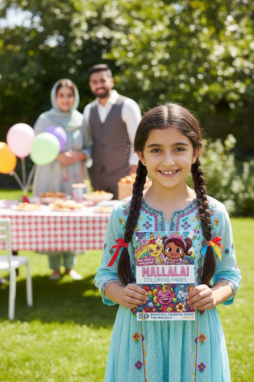 Mallalai coloring book in use