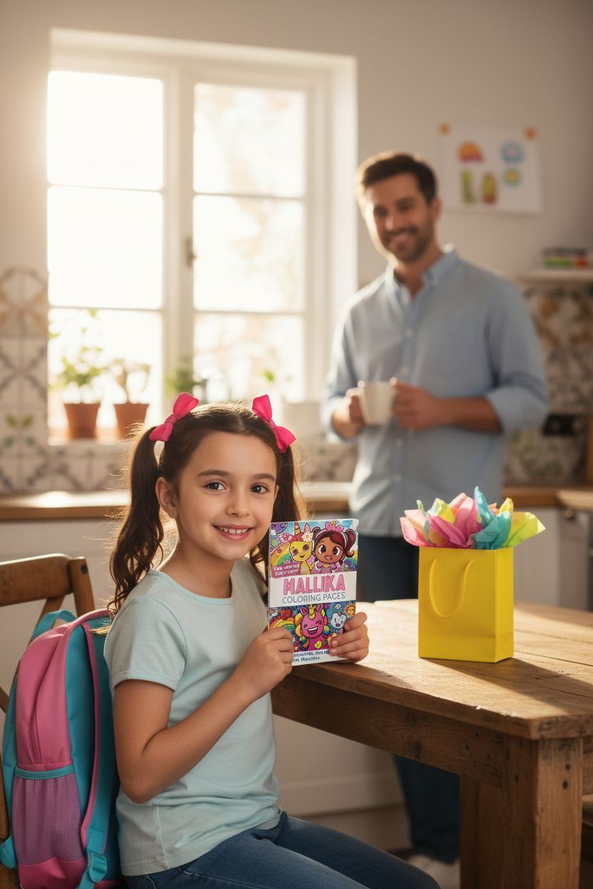 Mallika coloring book in use