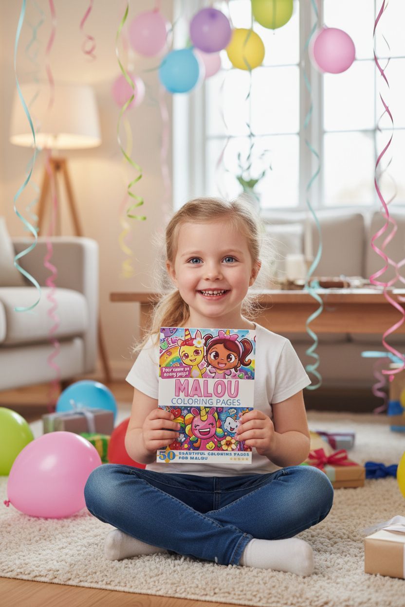 Malou coloring book in use