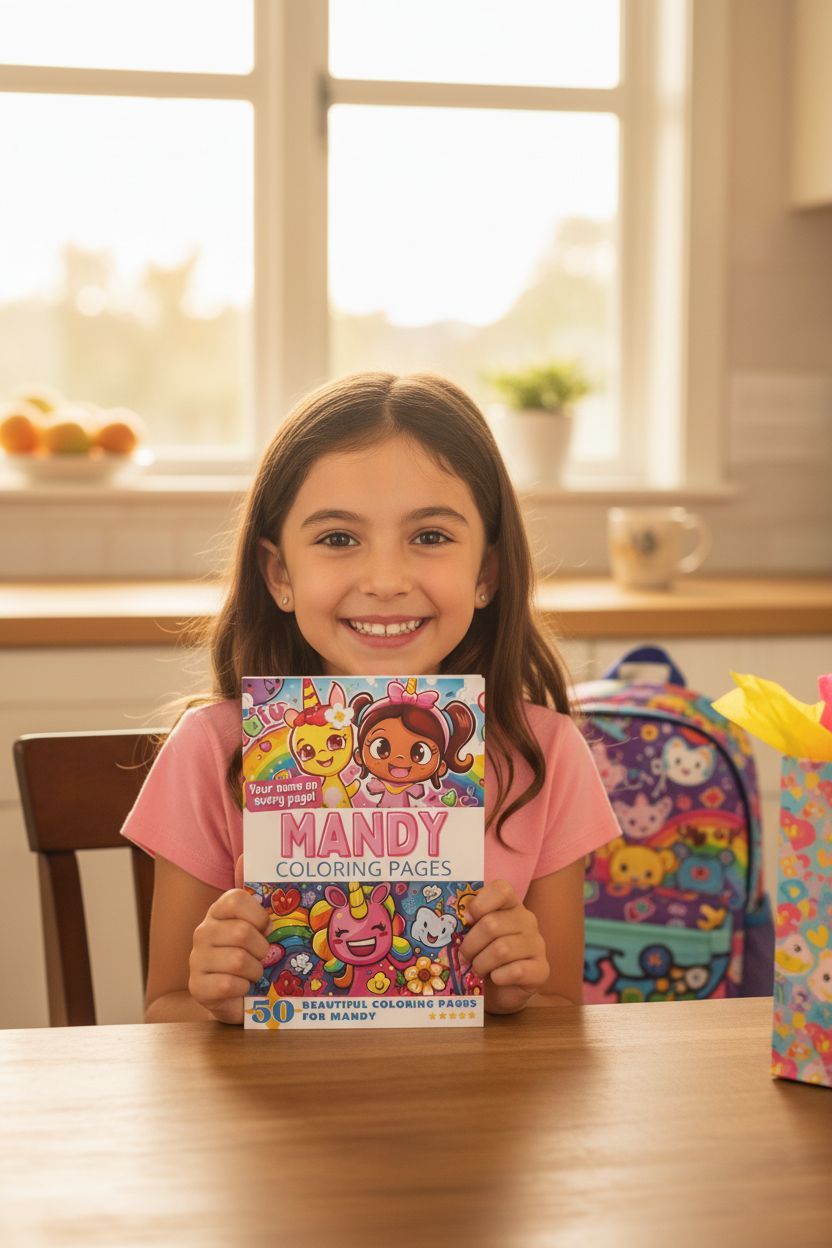 Mandy coloring book in use