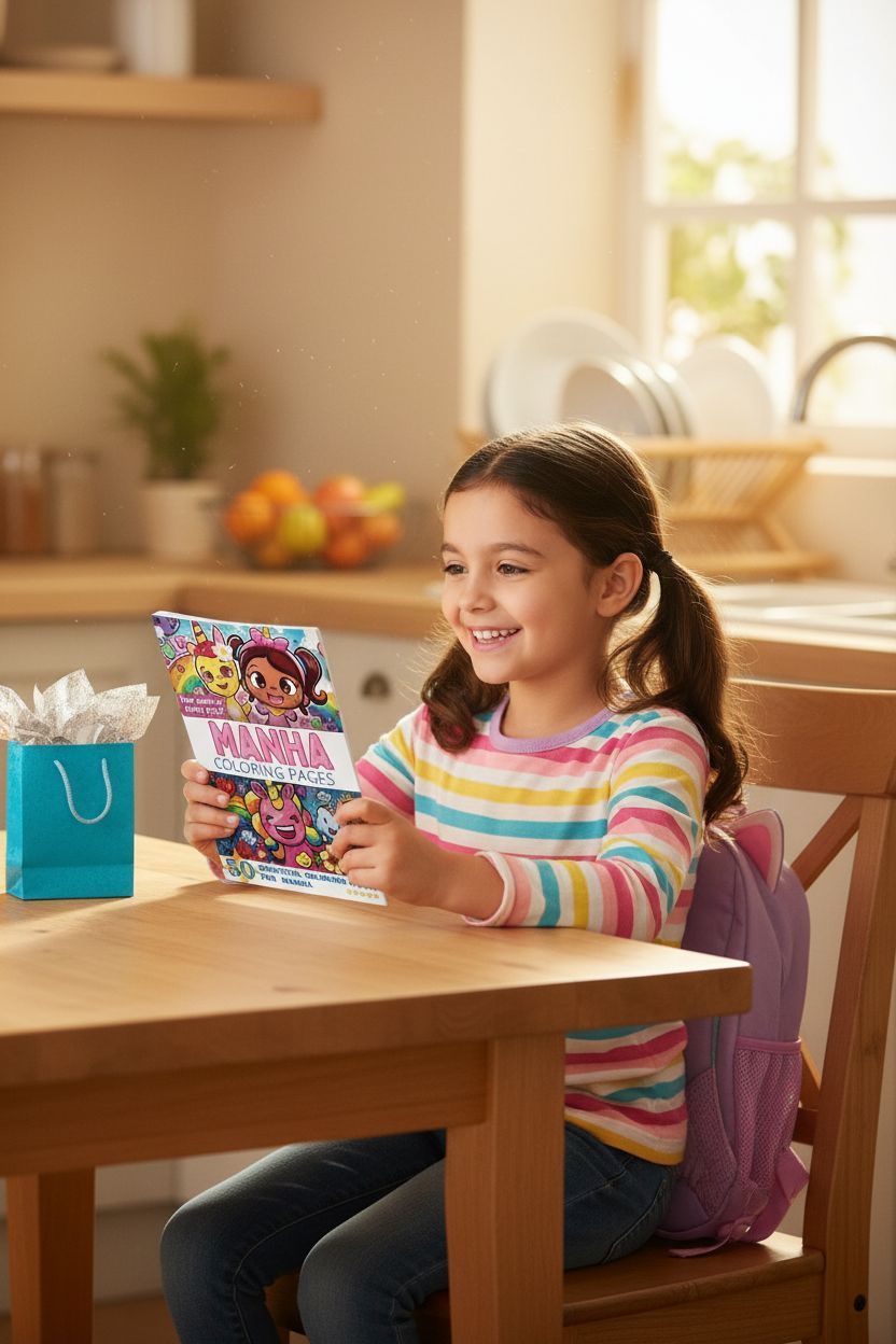 Manha coloring book in use