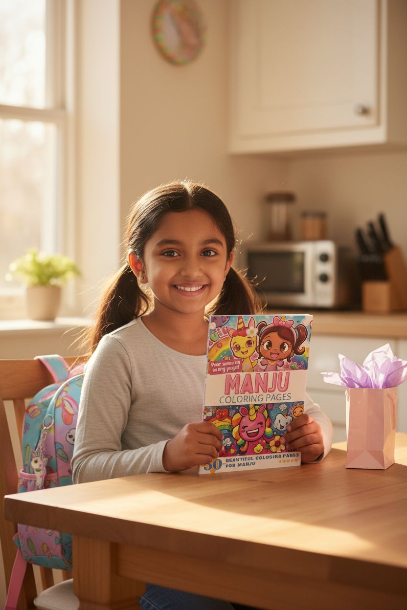 Manju coloring book in use