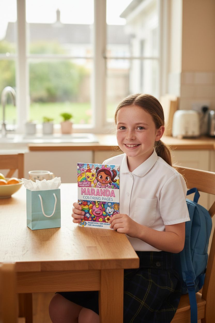 Maranda coloring book in use