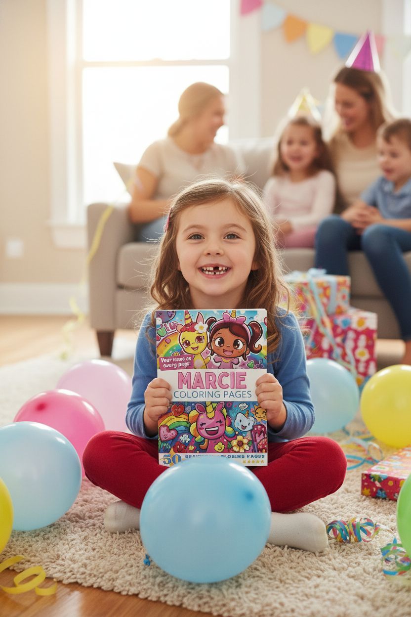 Marcie coloring book in use