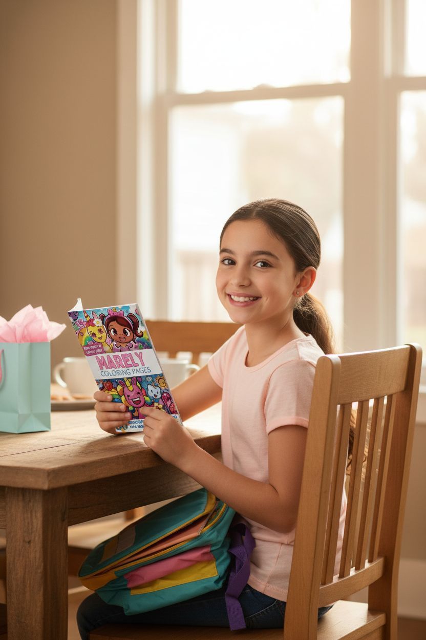 Marely coloring book in use