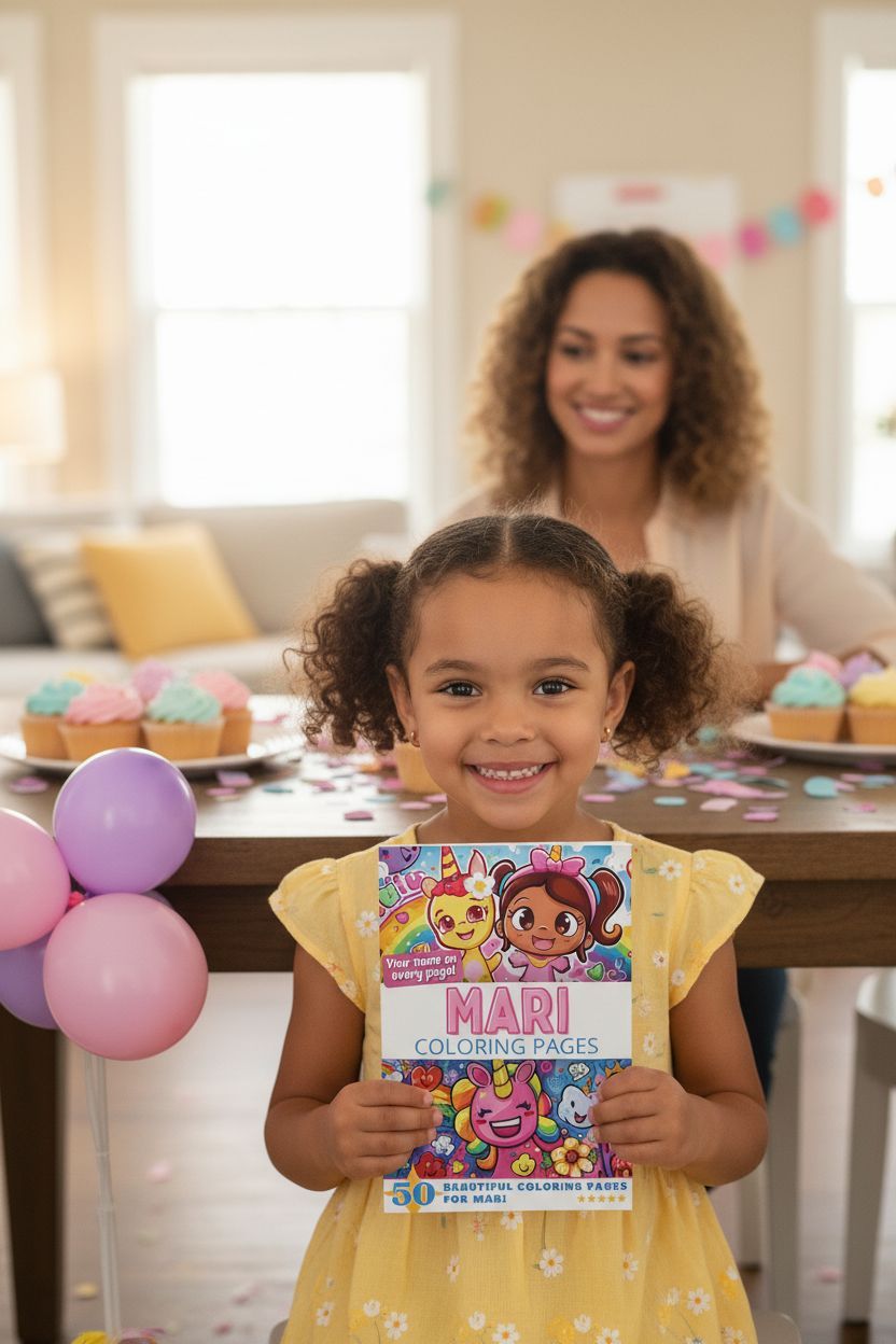 Mari coloring book in use