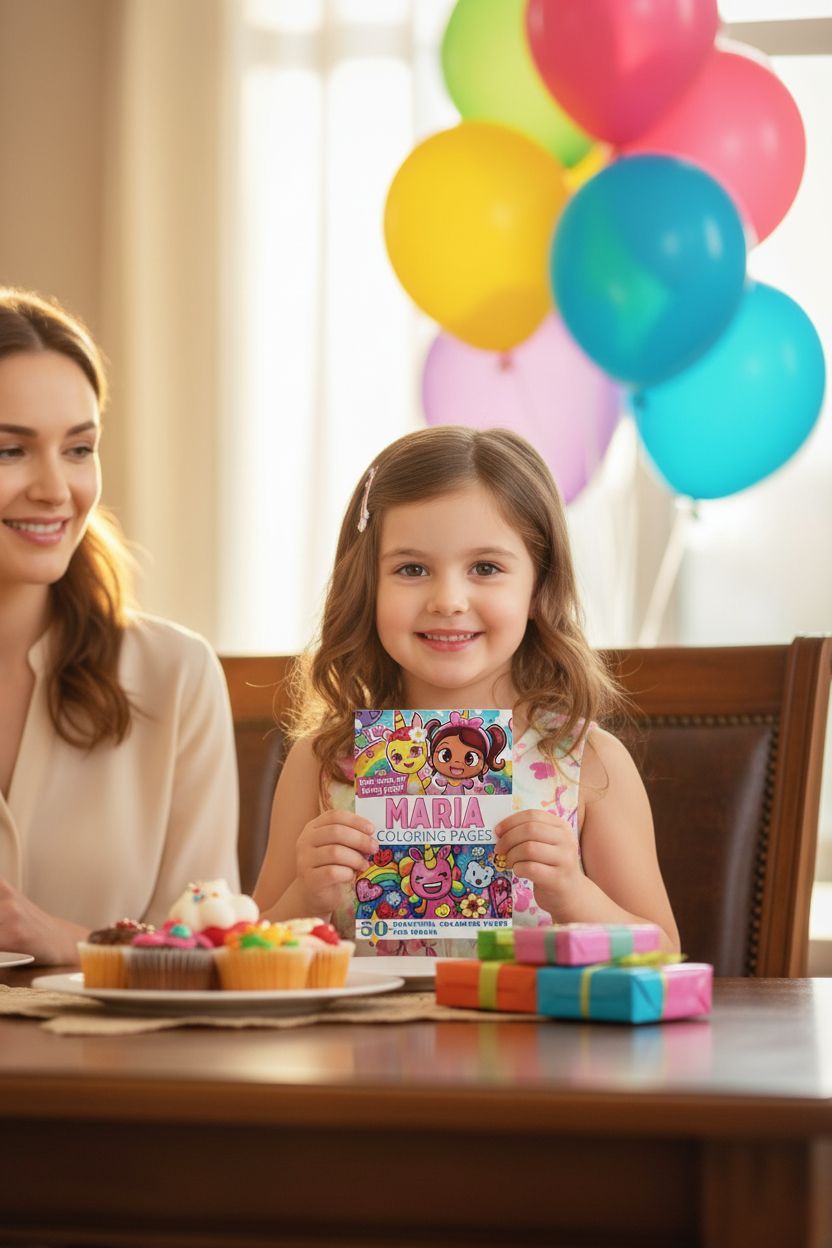 Maria coloring book in use