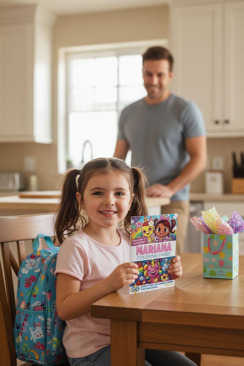 Mariana coloring book in use