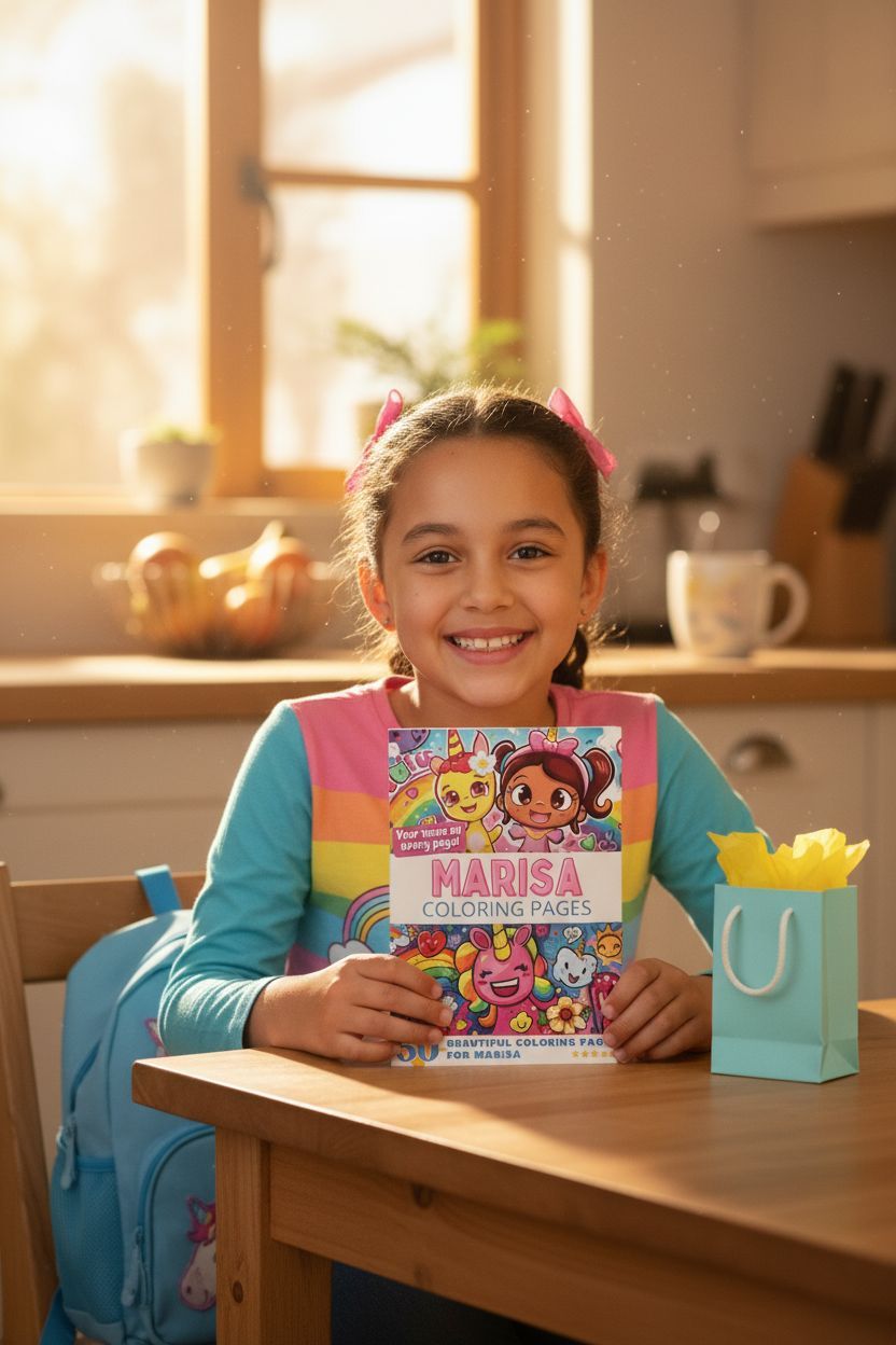 Marisa coloring book in use