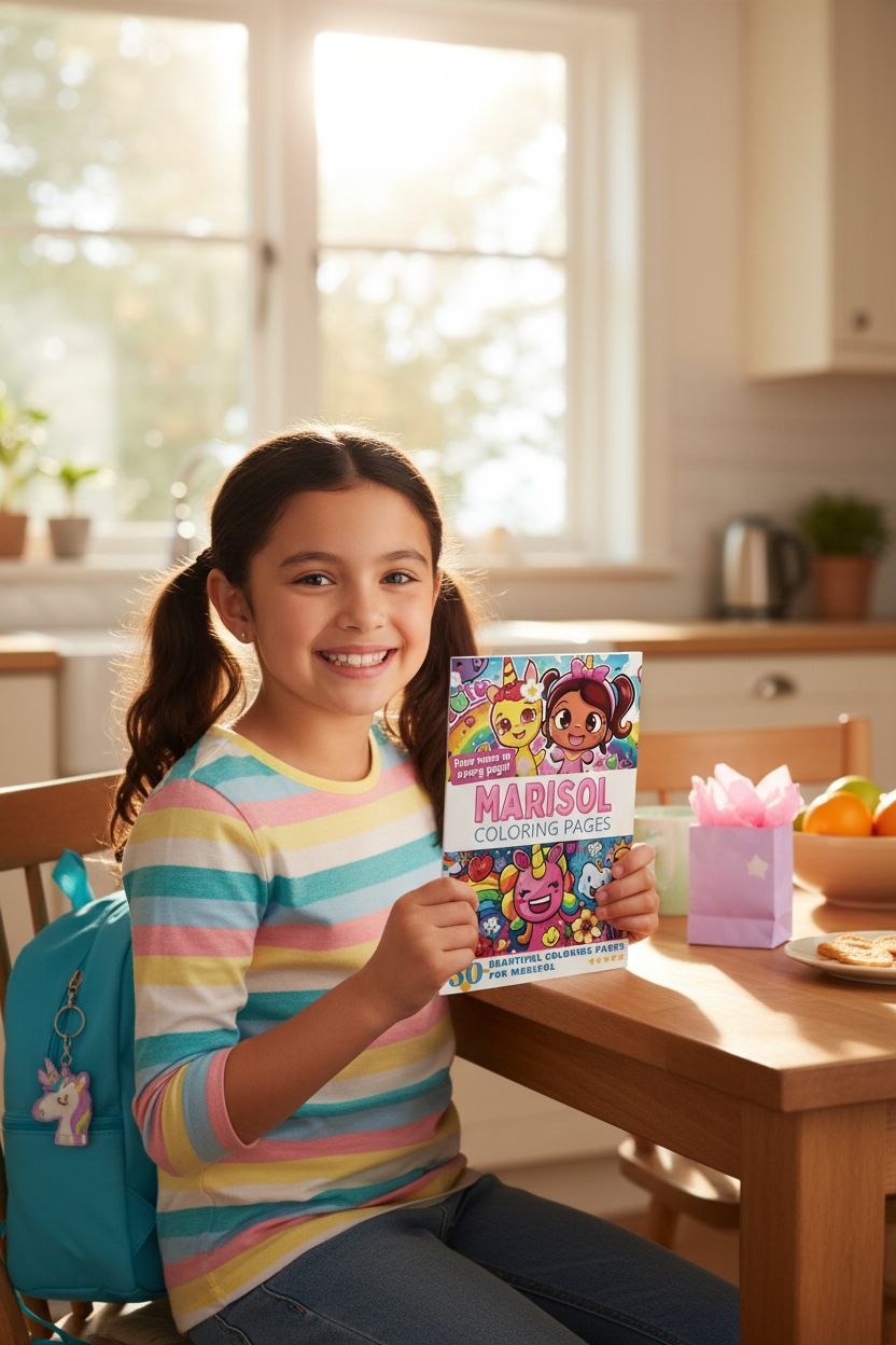 Marisol coloring book in use